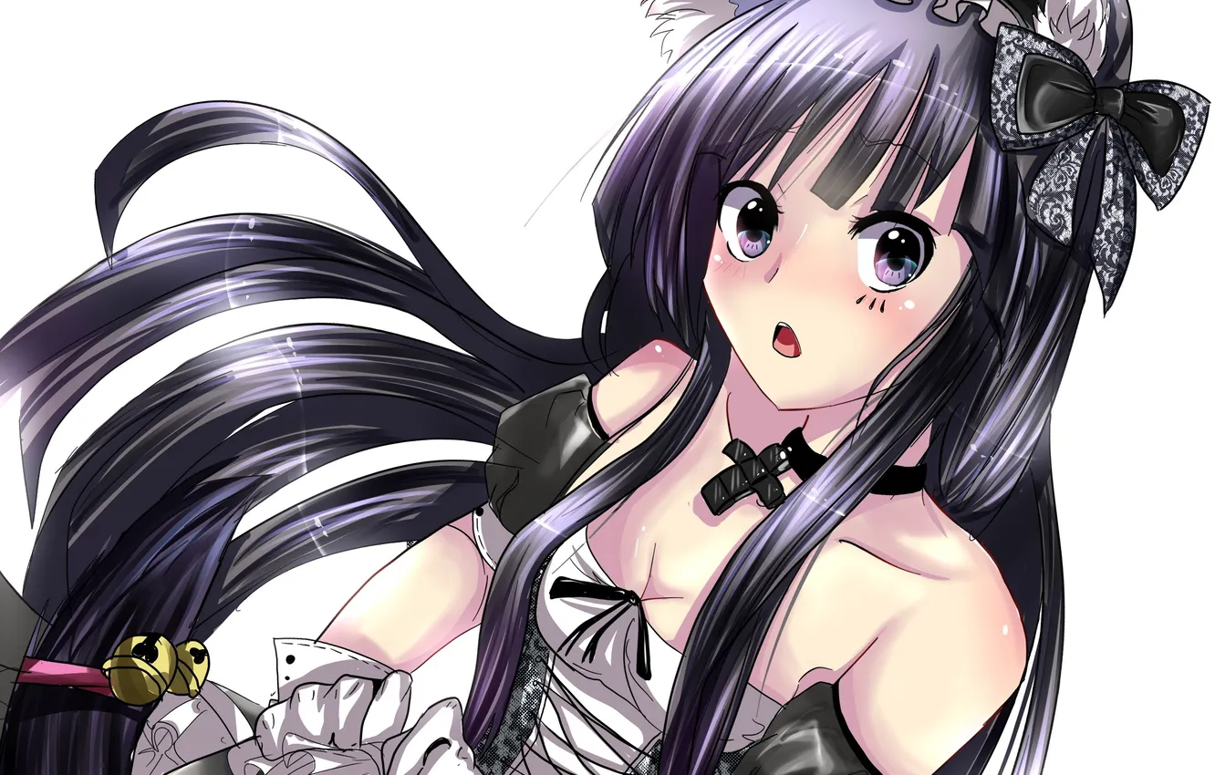 Photo wallpaper girl, cross, anime, art, bow, ears, mio akiyama, k-on!