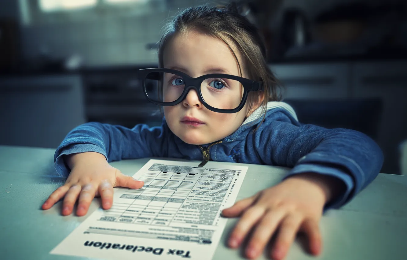 Photo wallpaper portrait, glasses, girl