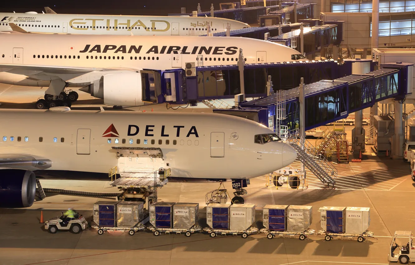 Photo wallpaper night, the plane, the airfield