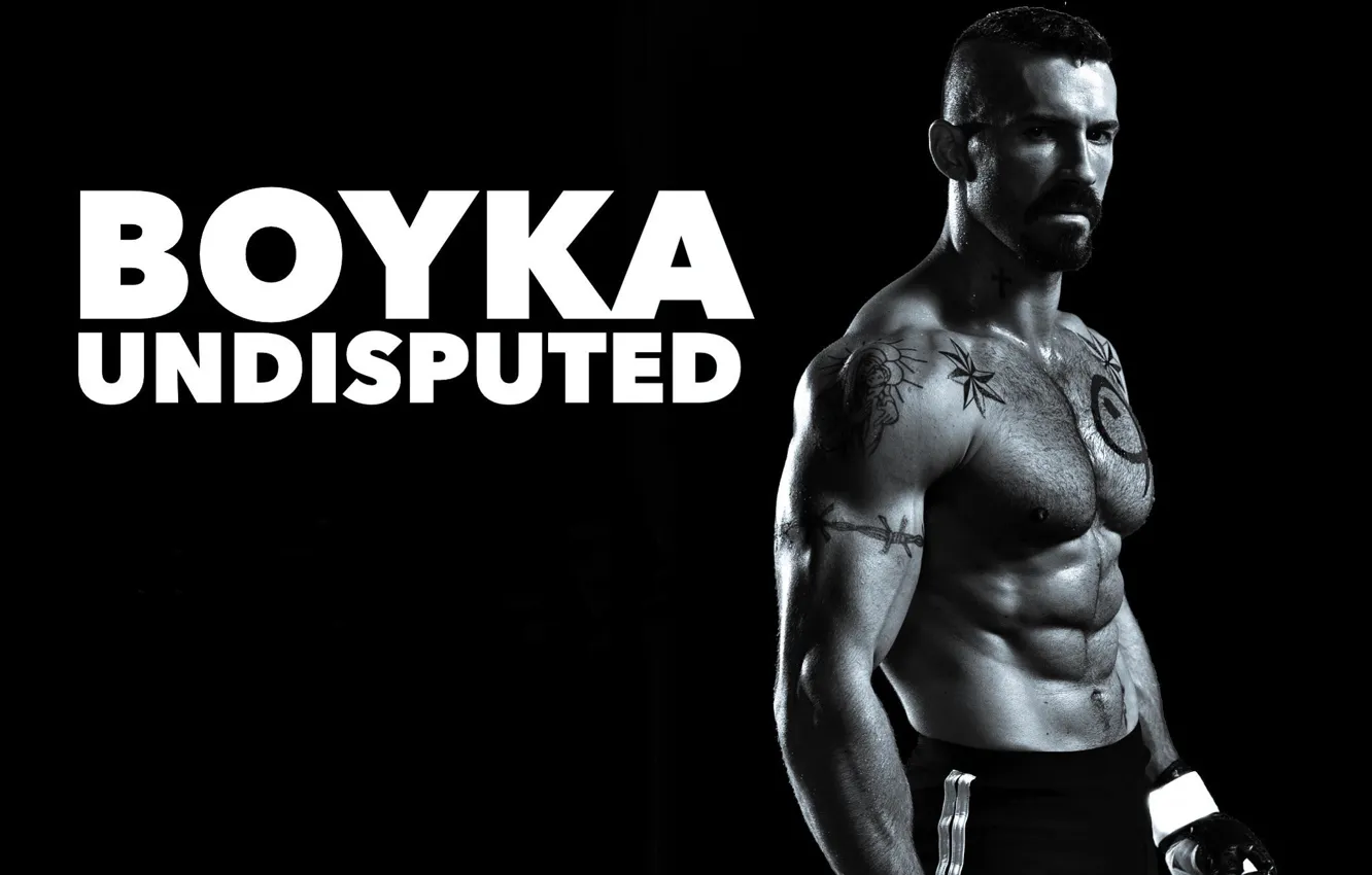 Photo wallpaper black and white, Muscle, tattoo, fighter, fighter, muscle, tattoo, Scott Edkins