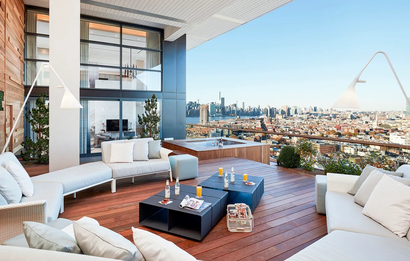 Photo wallpaper New York, Brooklyn, penthouse, megapolis, terrace, Vale Garden residence, The William Vale, by Studio Munge