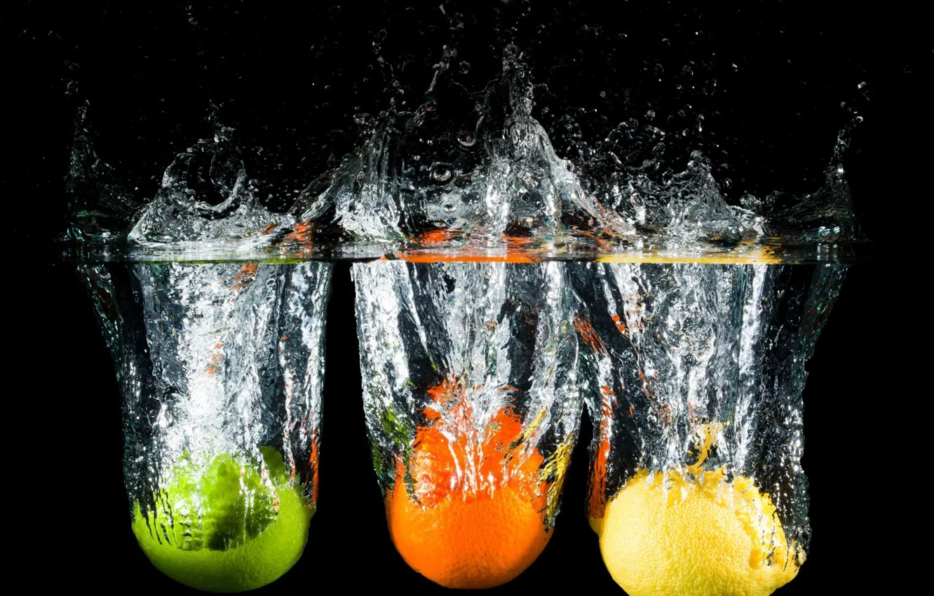 Photo wallpaper water, dark, art, fruit