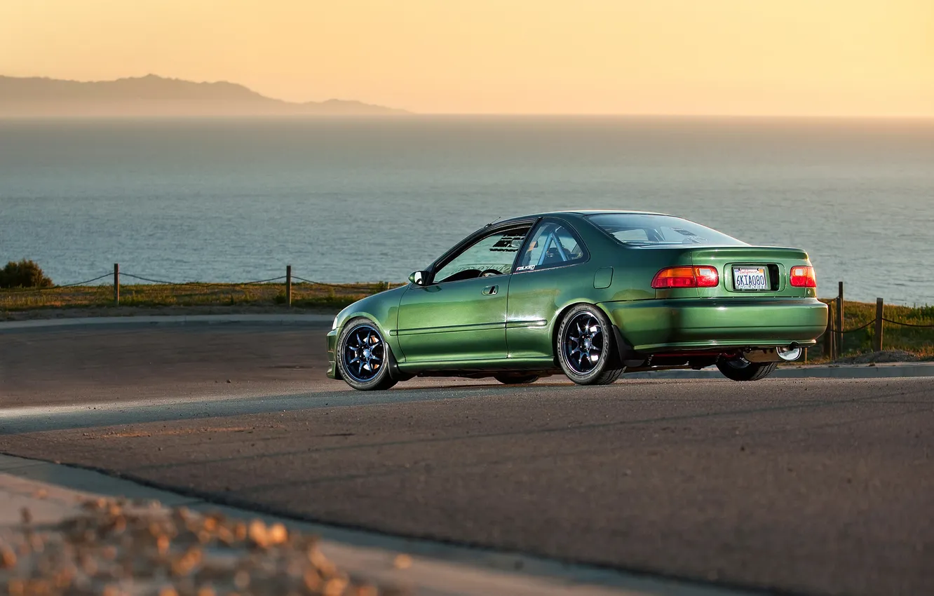 Photo wallpaper road, sea, Honda, Honda, rechange, civic, Civic