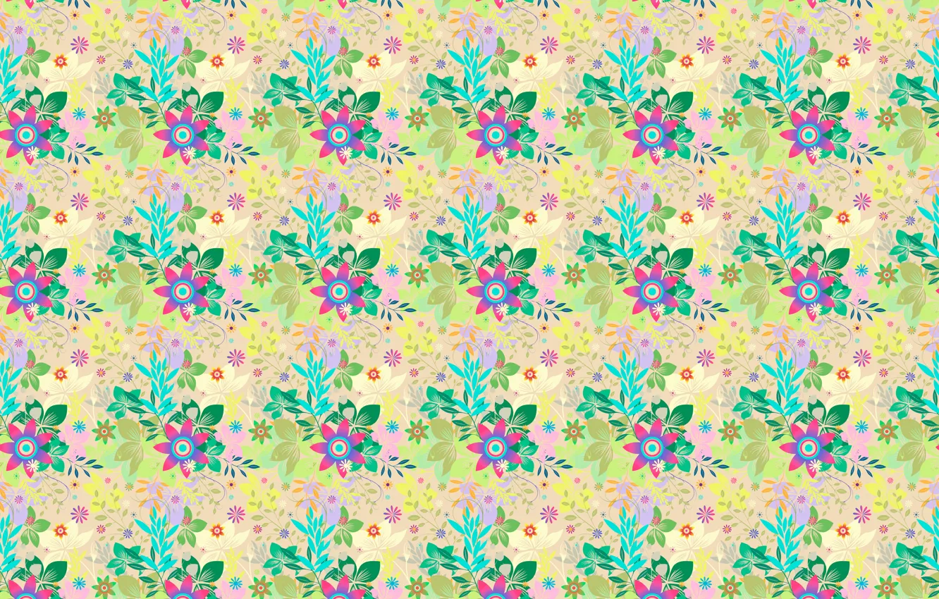 Photo wallpaper flowers, pattern, bouquet