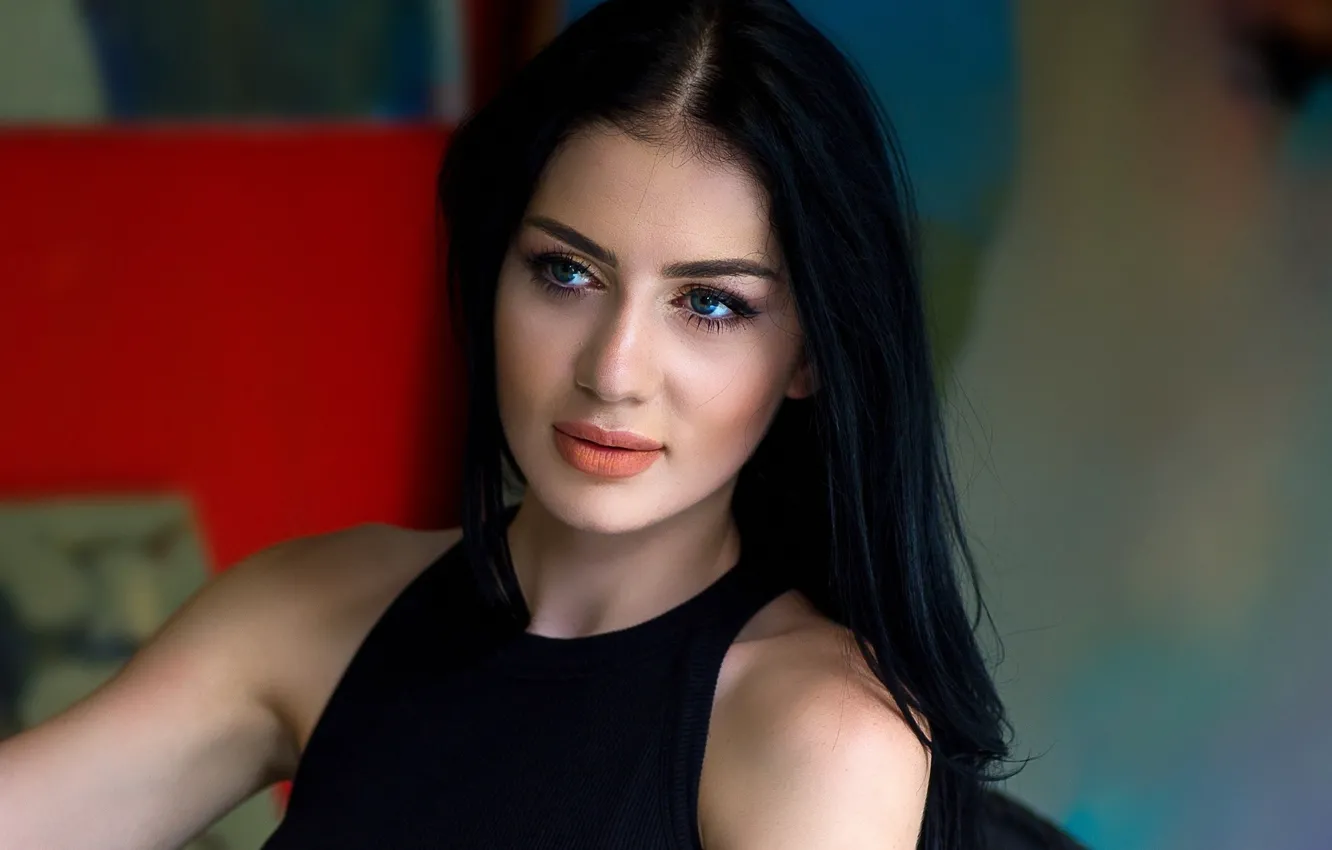 Photo wallpaper girl, face, portrait, beautiful, blue eyes, turkish woman