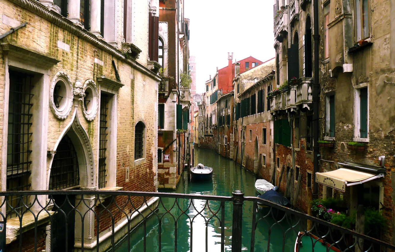 Photo wallpaper street, building, home, boats, Italy, Venice, channel, the bridge