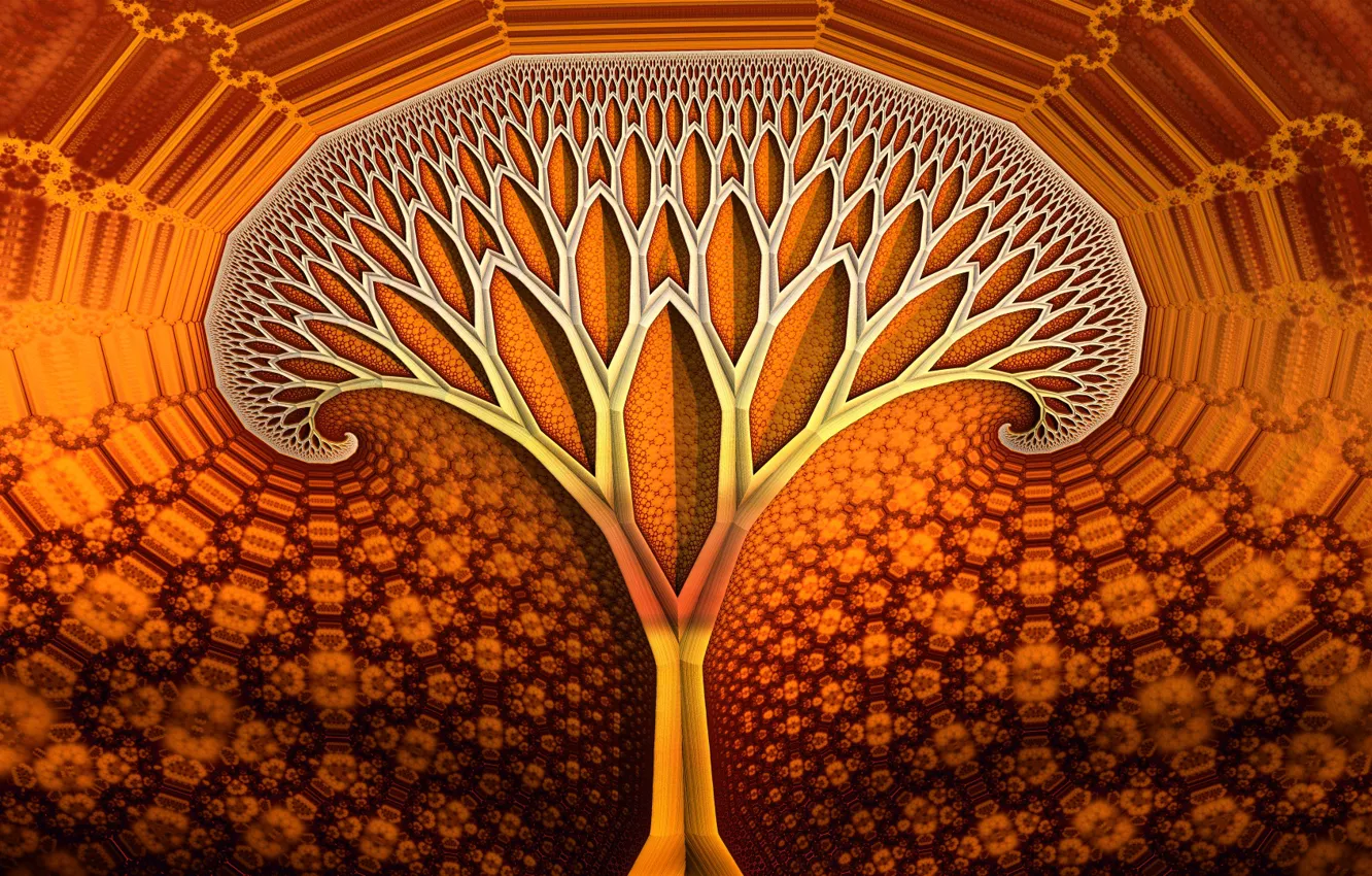 Photo wallpaper something, orange background, 3D graphics