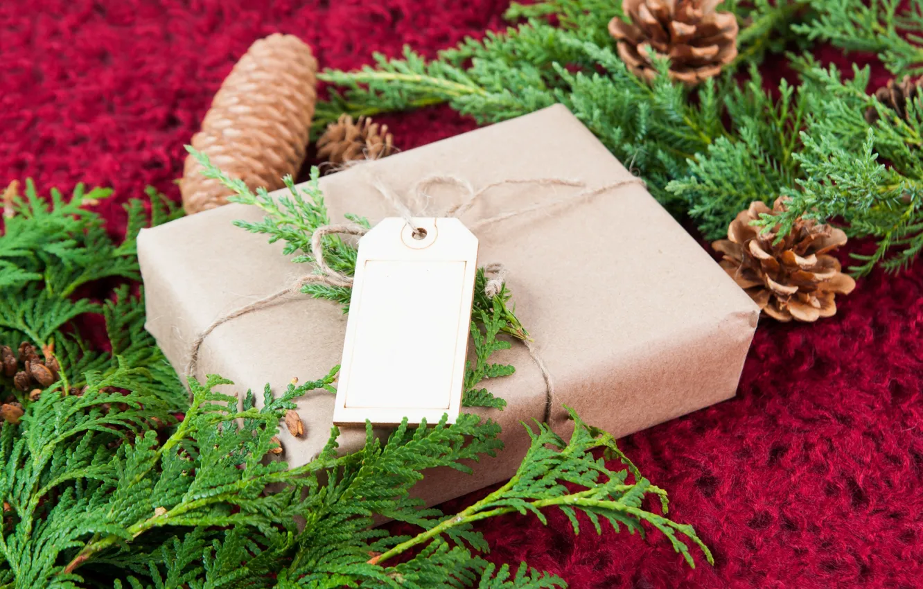 Photo wallpaper holiday, gift, new year, needles, bumps