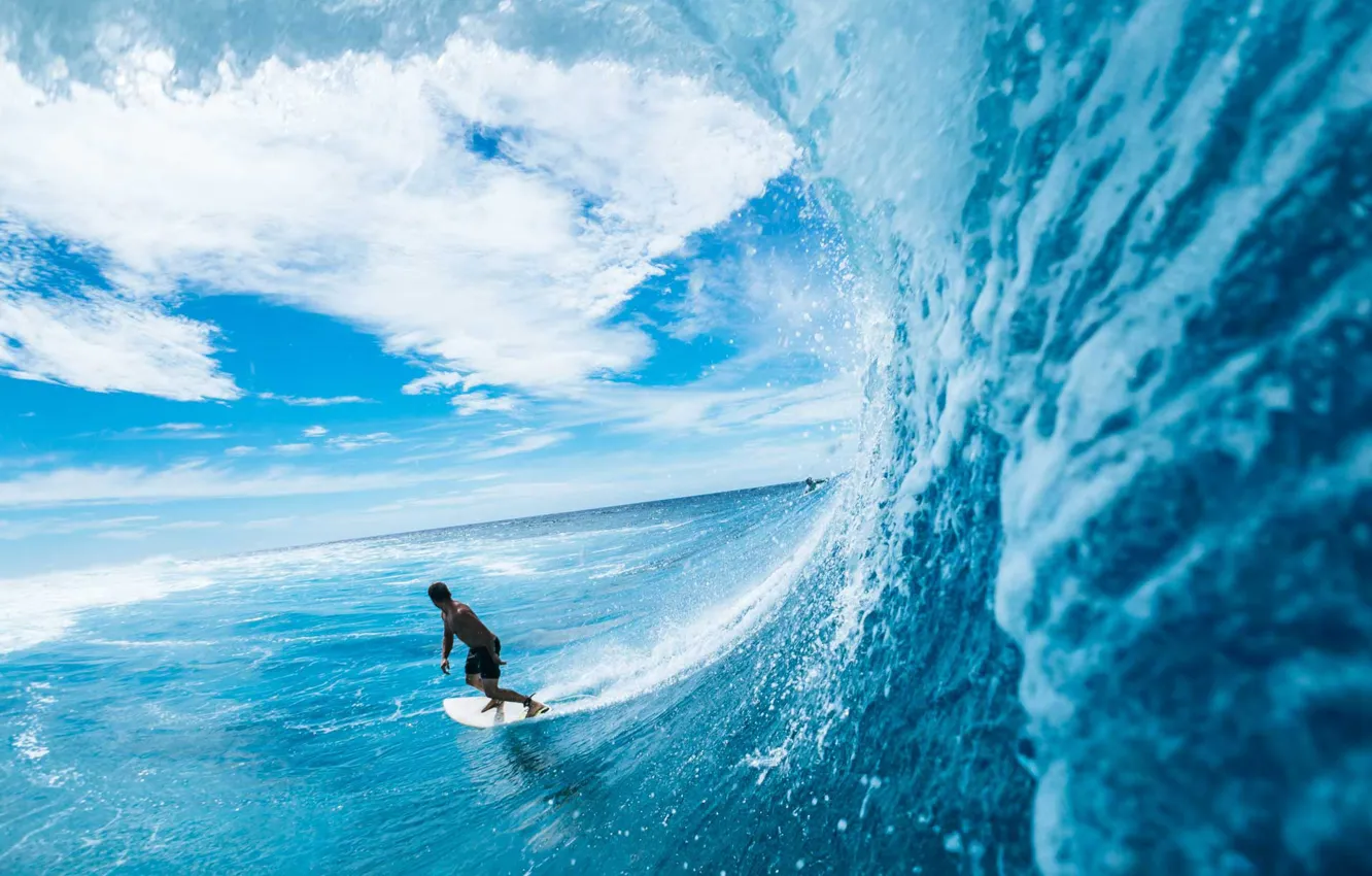 Photo wallpaper sea, element, wave, surfing, male, surfer