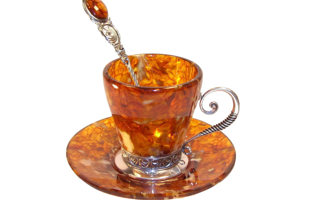 Photo wallpaper spoon, Cup, dishes, amber, gemstone