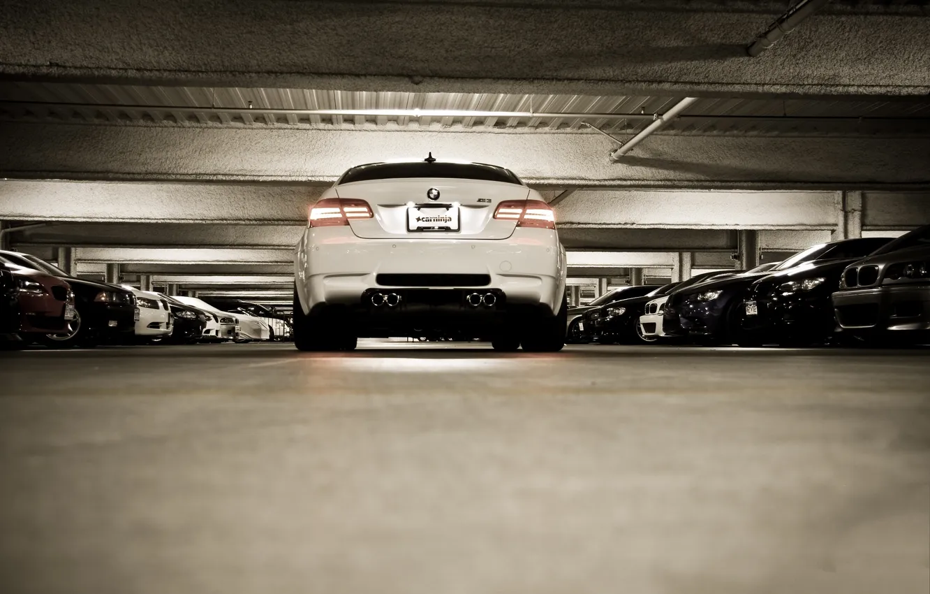 Photo wallpaper white, BMW, coupe, BMW, lighting, Parking, car, cars