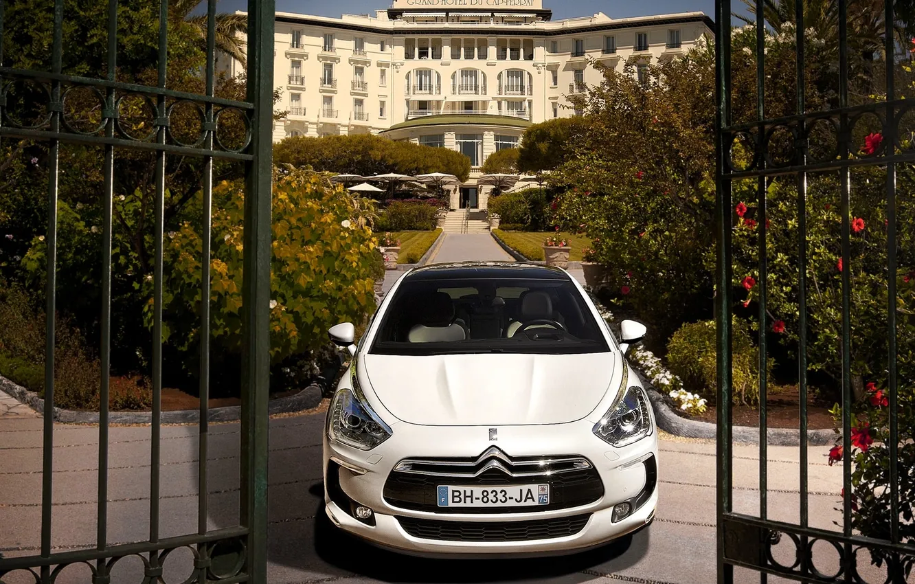 Photo wallpaper white, home, gate, logo, Citroen, The hood, Citroen, the front