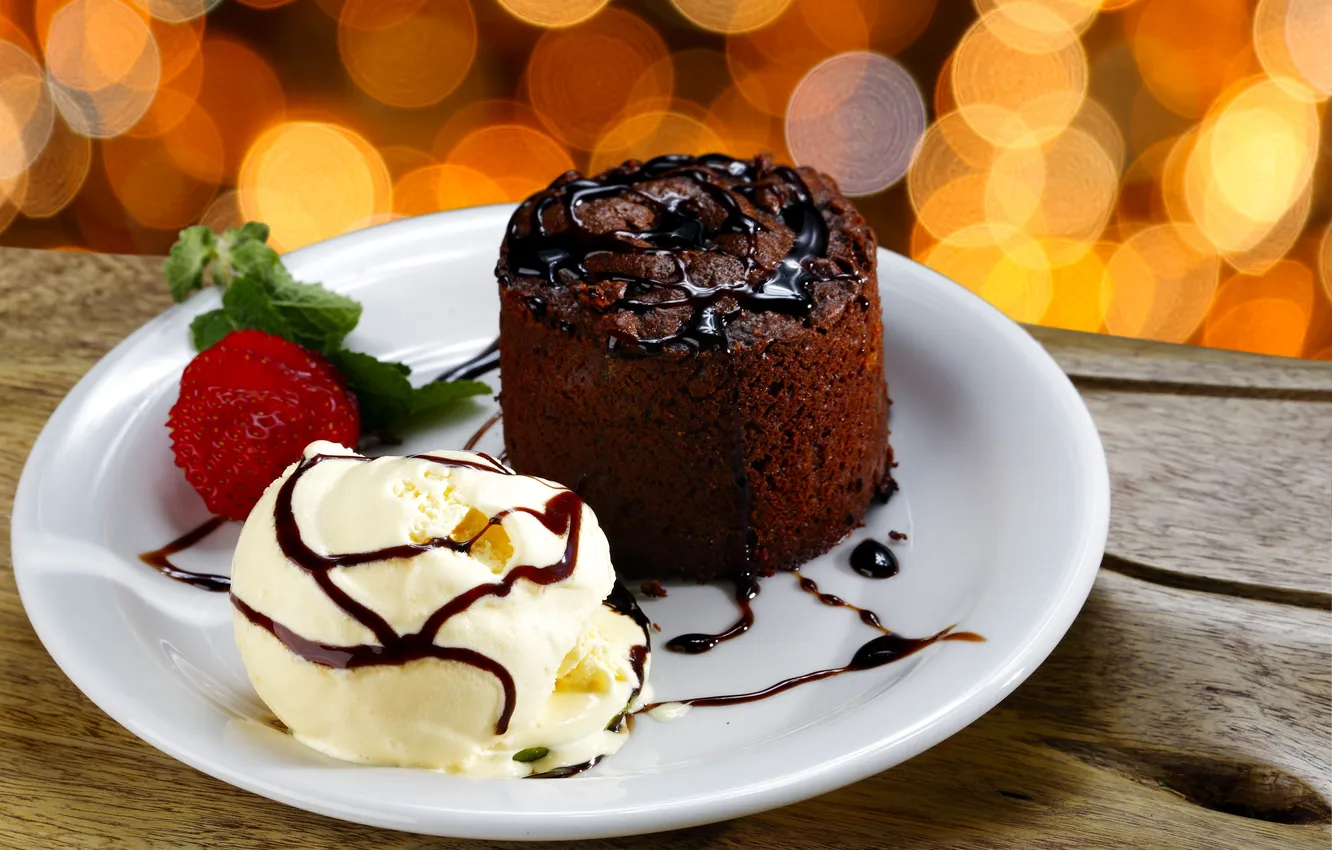 Photo wallpaper chocolate, strawberry, cake, dessert