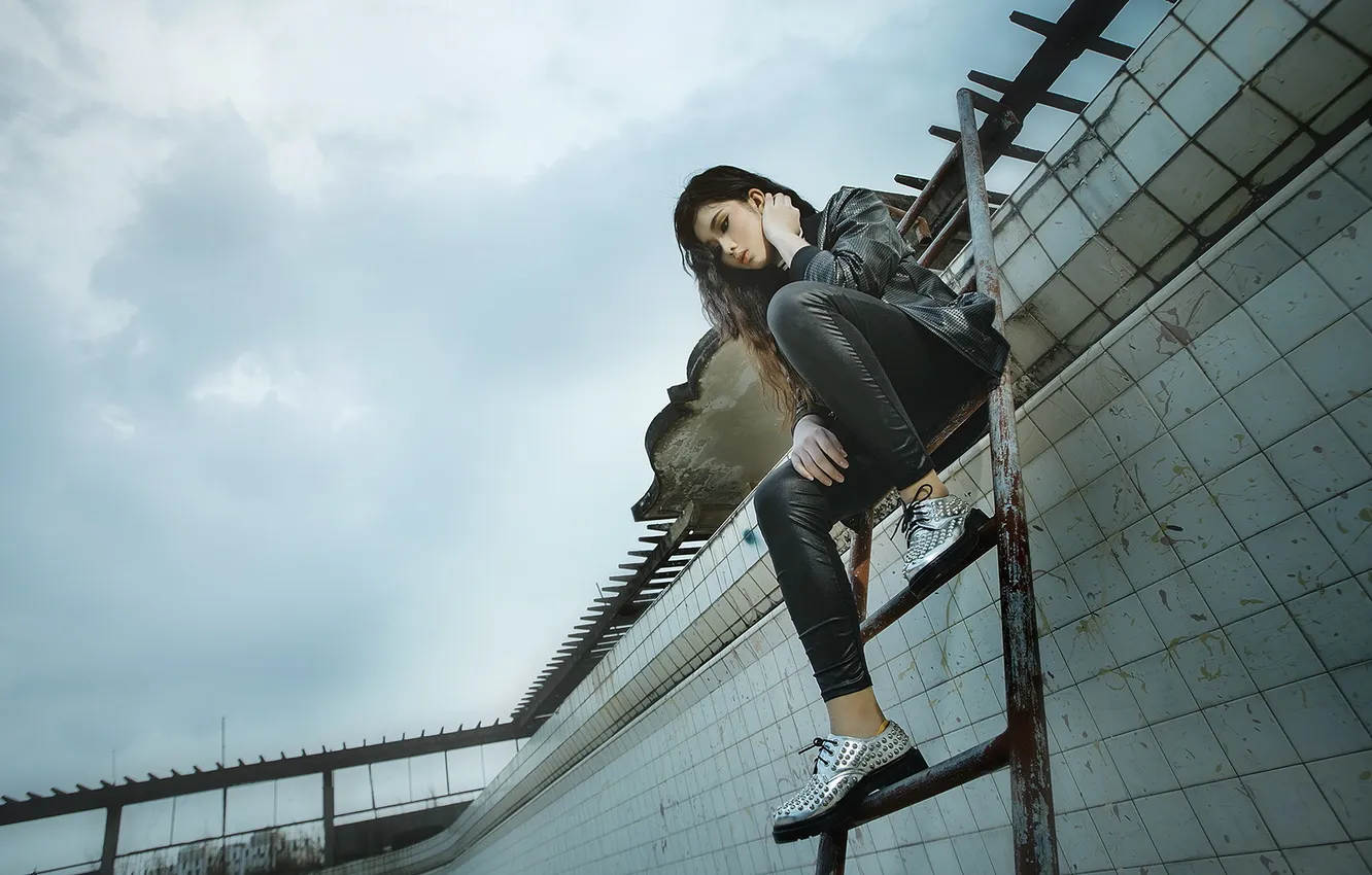 Photo wallpaper look, girl, pose