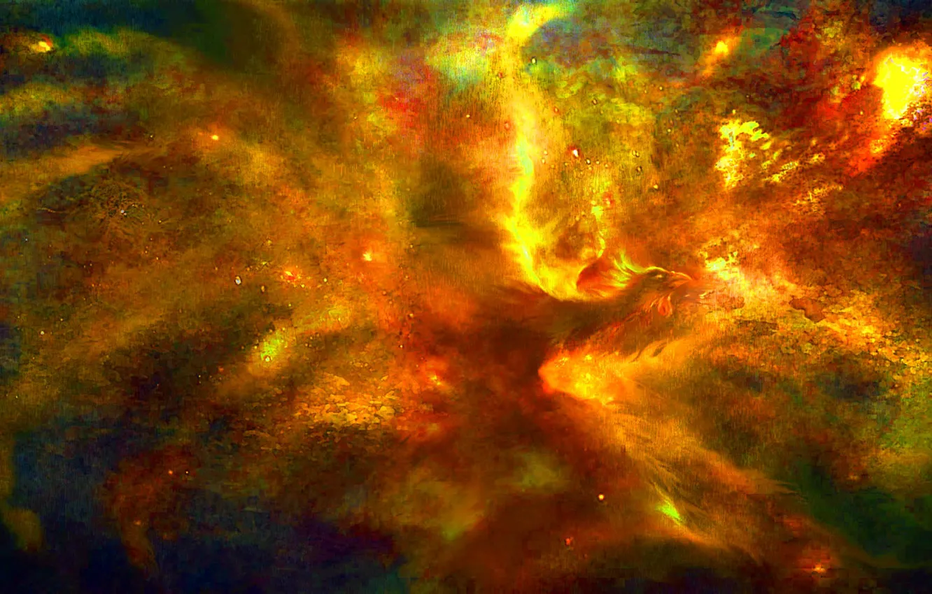 Photo wallpaper lights, fantasy, Phoenix