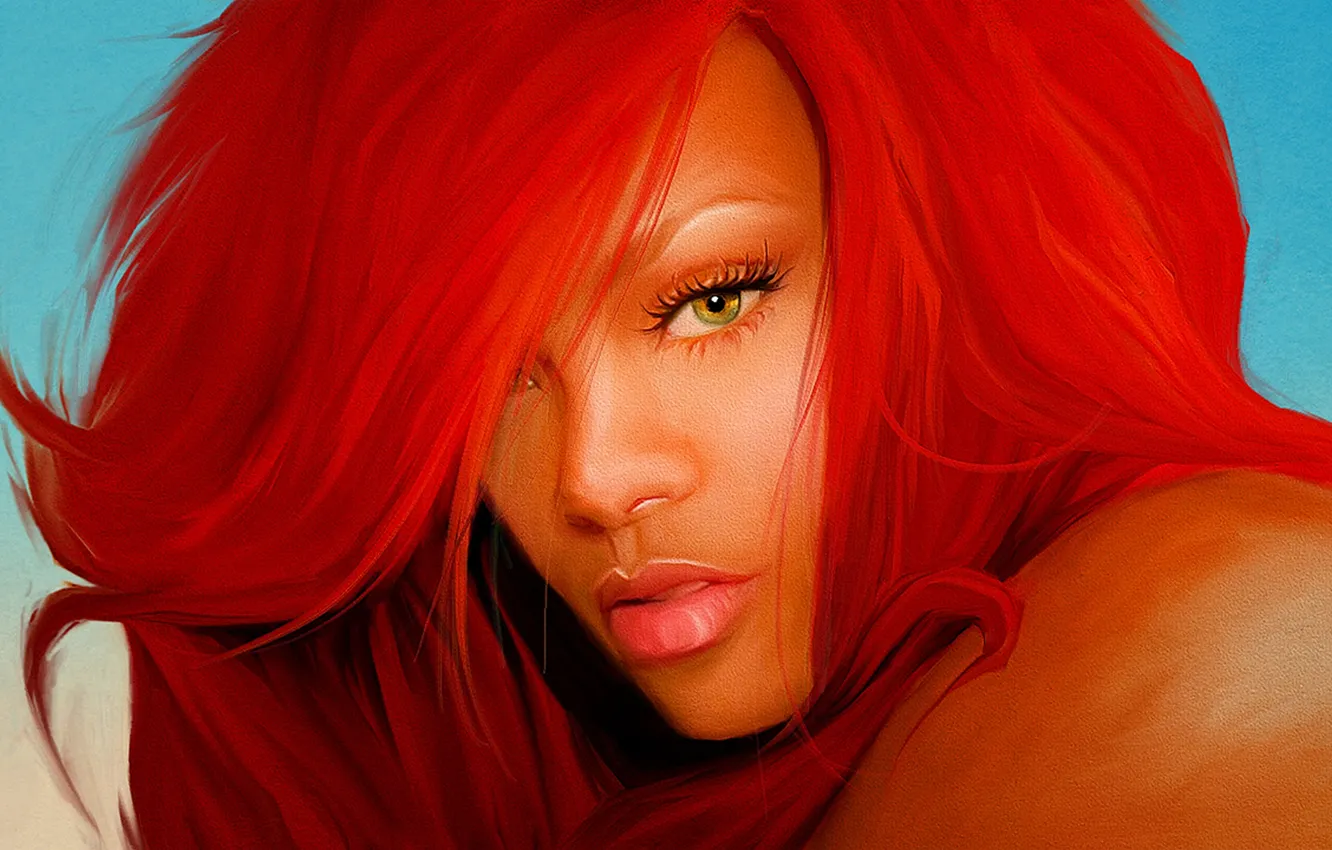 Photo wallpaper face, singer, Rihanna, R&ampamp;B