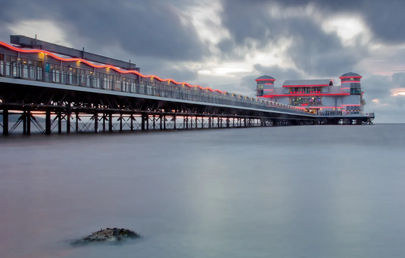 Photo wallpaper sea, landscape, bridge
