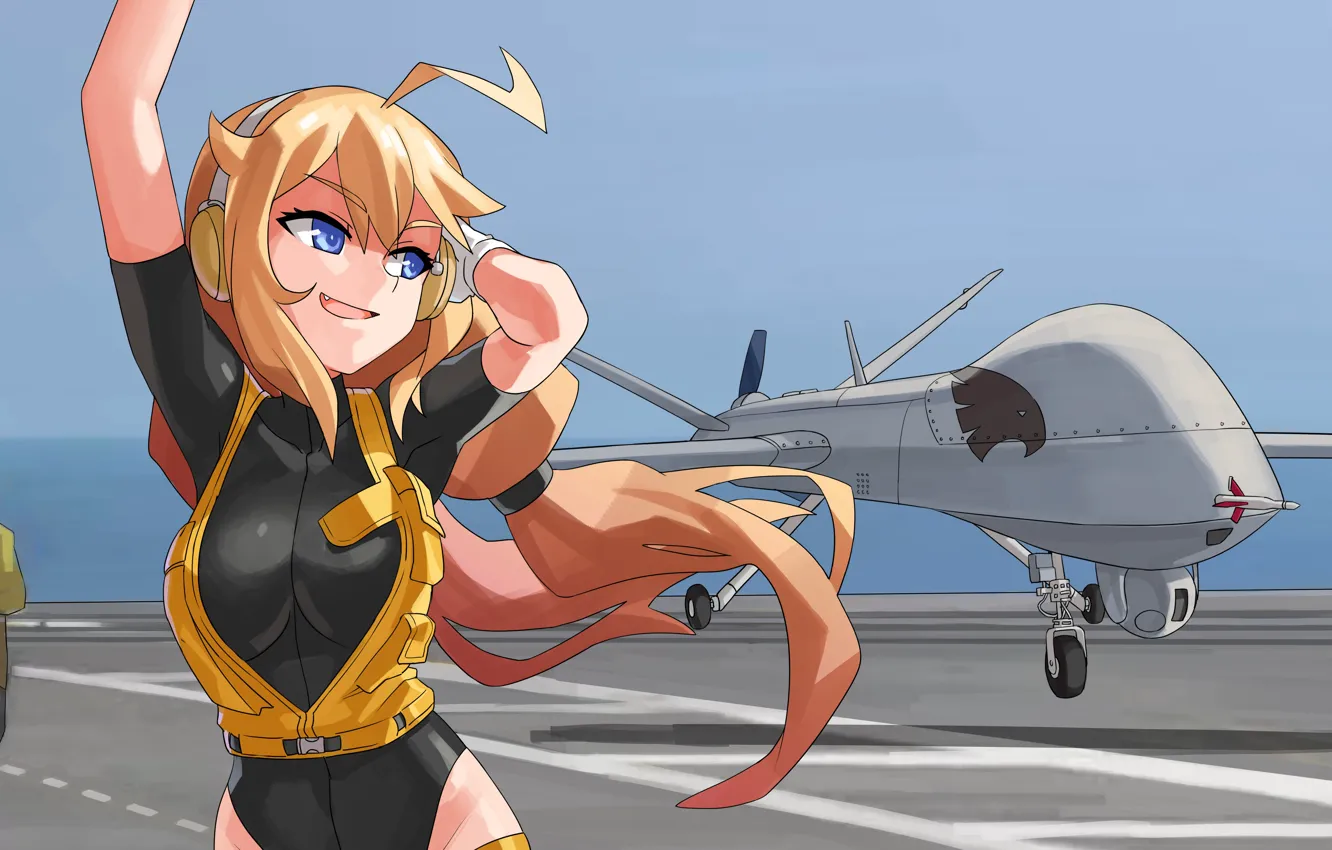 Photo wallpaper Girl, The plane, Anime