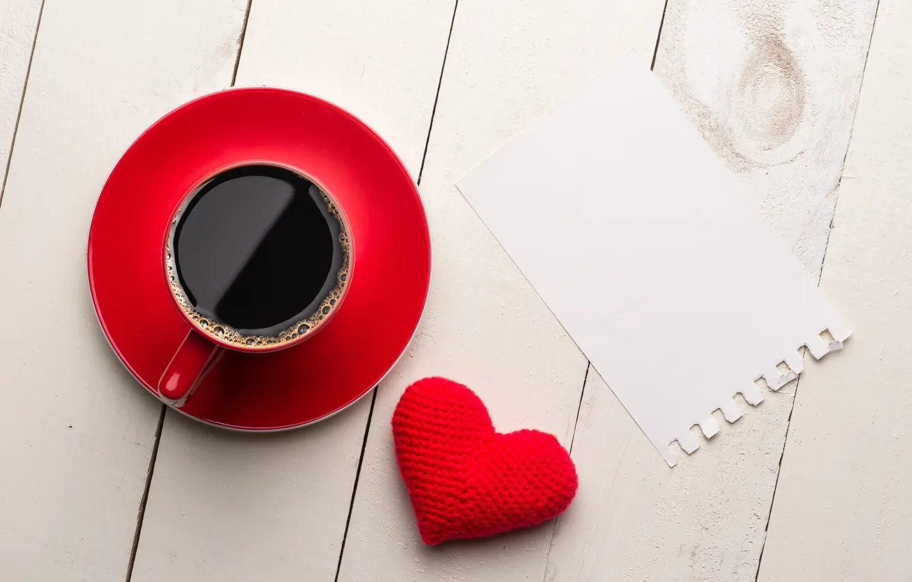 Photo wallpaper heart, coffee, Cup, red, love, heart, cup, romantic