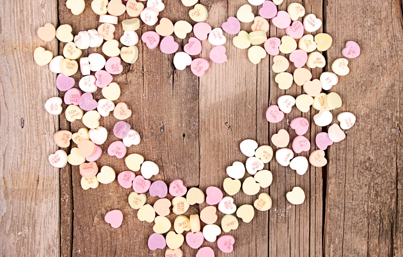 Photo wallpaper hearts, love, wood, romantic, hearts, sweet, valentine's day