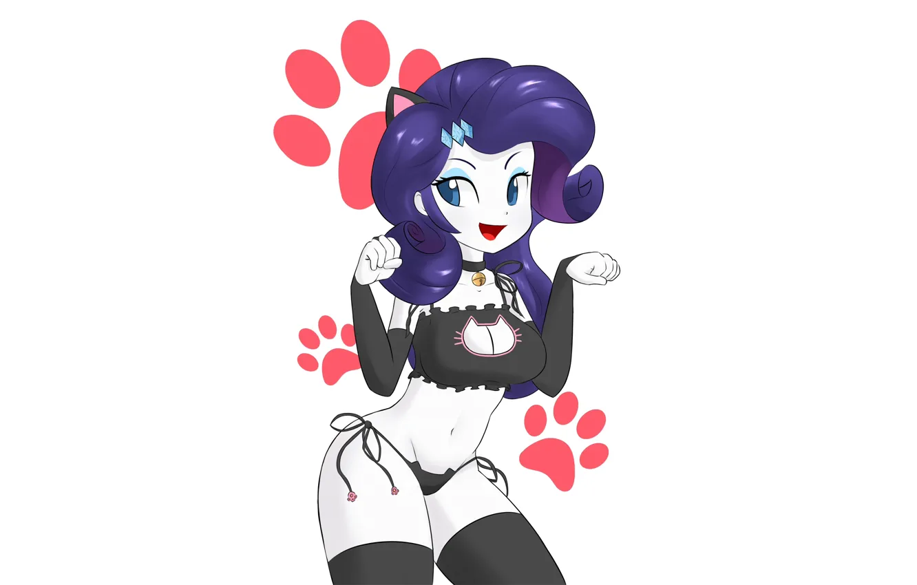 Photo wallpaper girl, sexy, lingerie, bra, cleavage, panties, thighhighs, long hair