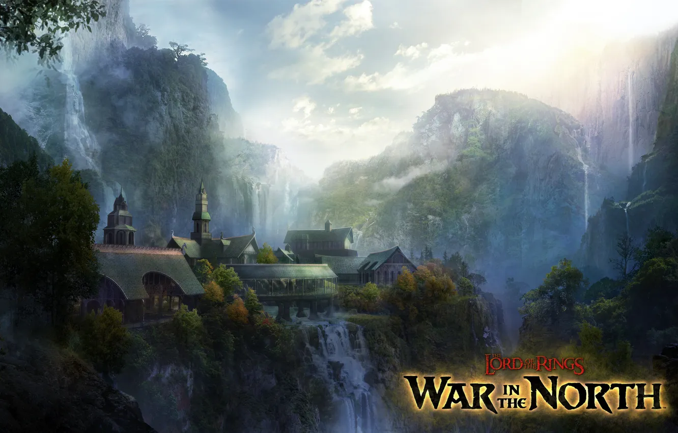 Photo wallpaper mountains, village, Lord of the Rings War in the North