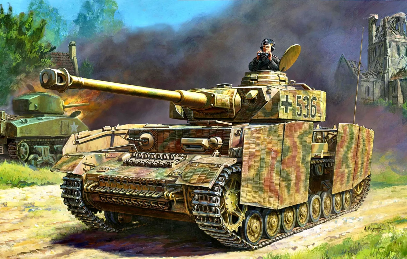 Photo wallpaper Germany, tank, Panzerkampfwagen IV, WW2, Tank weapon, Pz.Kpfw.IV, M4 Sherman, Average