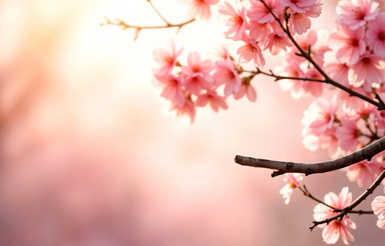 Photo wallpaper trees, spring, Sakura, flowering, trees, pink, blossom, cherry