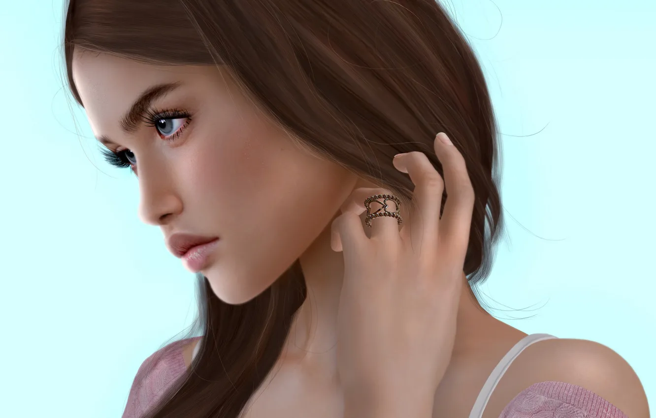 Photo wallpaper girl, face, hair, profile