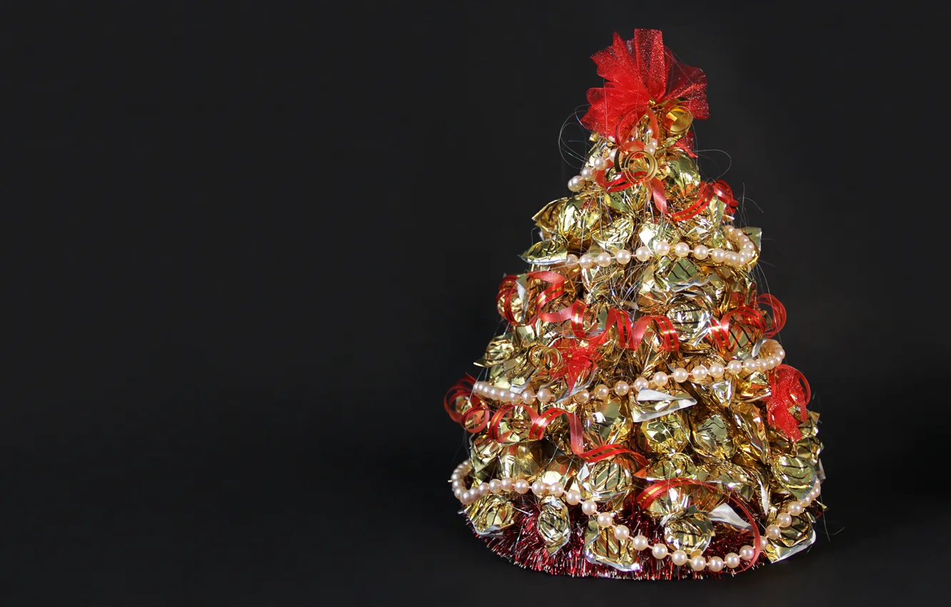 Photo wallpaper tree, Christmas, candy