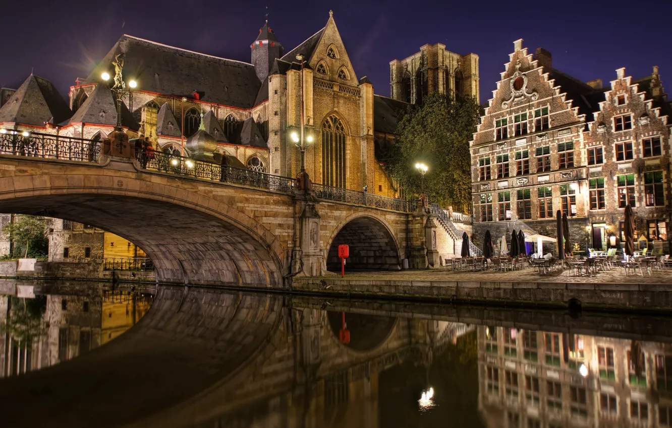 Photo wallpaper bridge, Belgium, Gent
