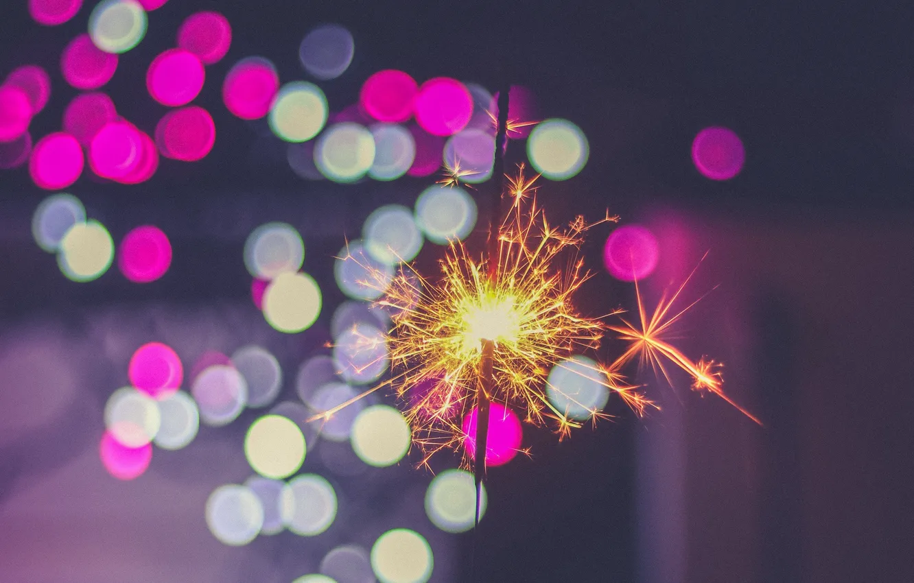 Photo wallpaper night, sparks, night, bokeh, bokeh, Sparkler, sparkle