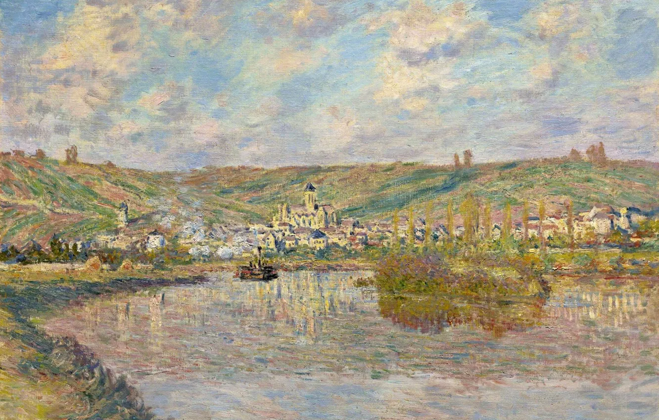 Photo wallpaper landscape, picture, Claude Monet, Evening in Vetee