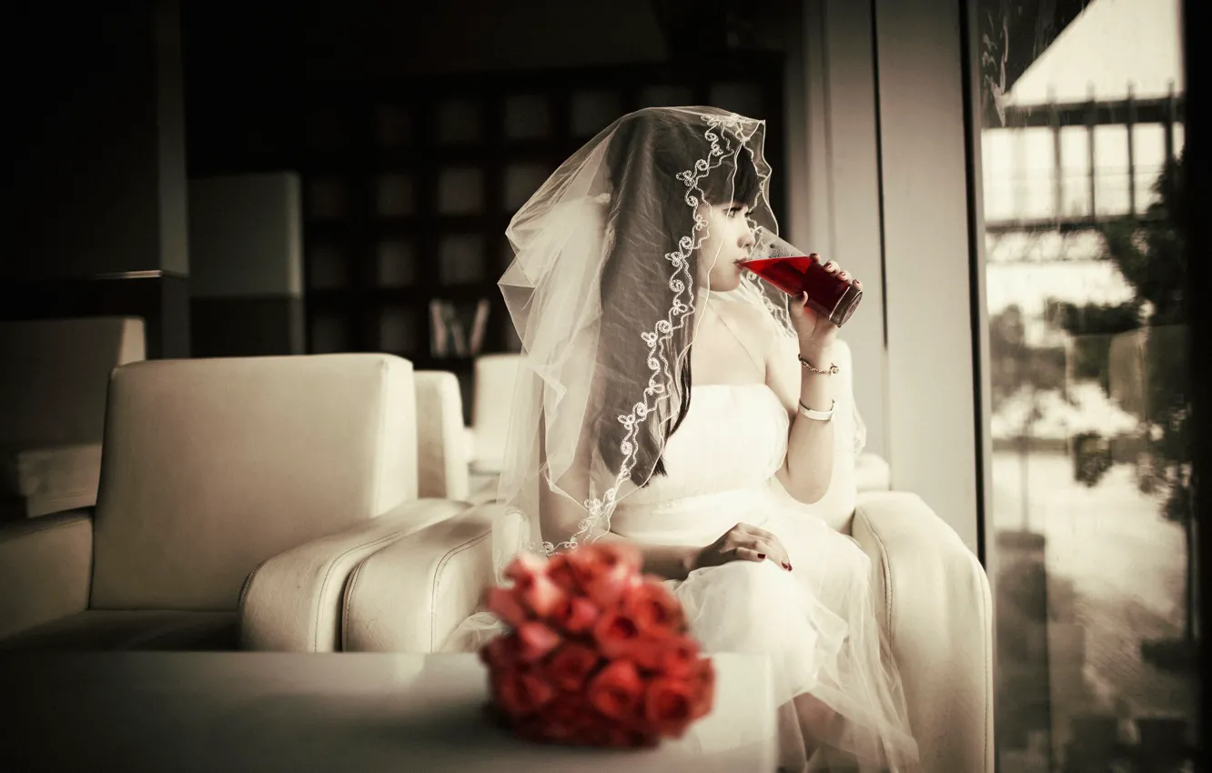 Photo wallpaper bouquet, the bride, wedding