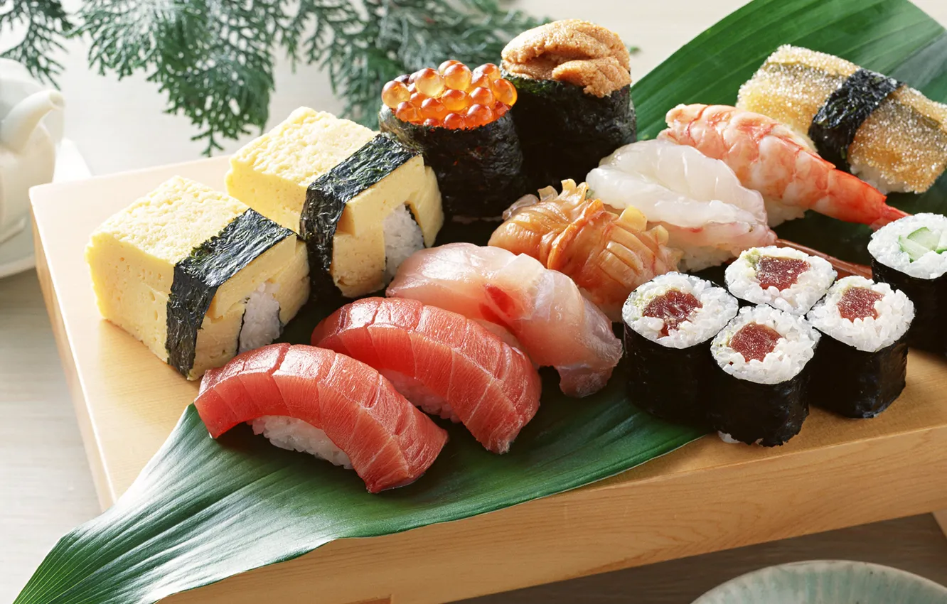 Photo wallpaper food, sushi, rolls