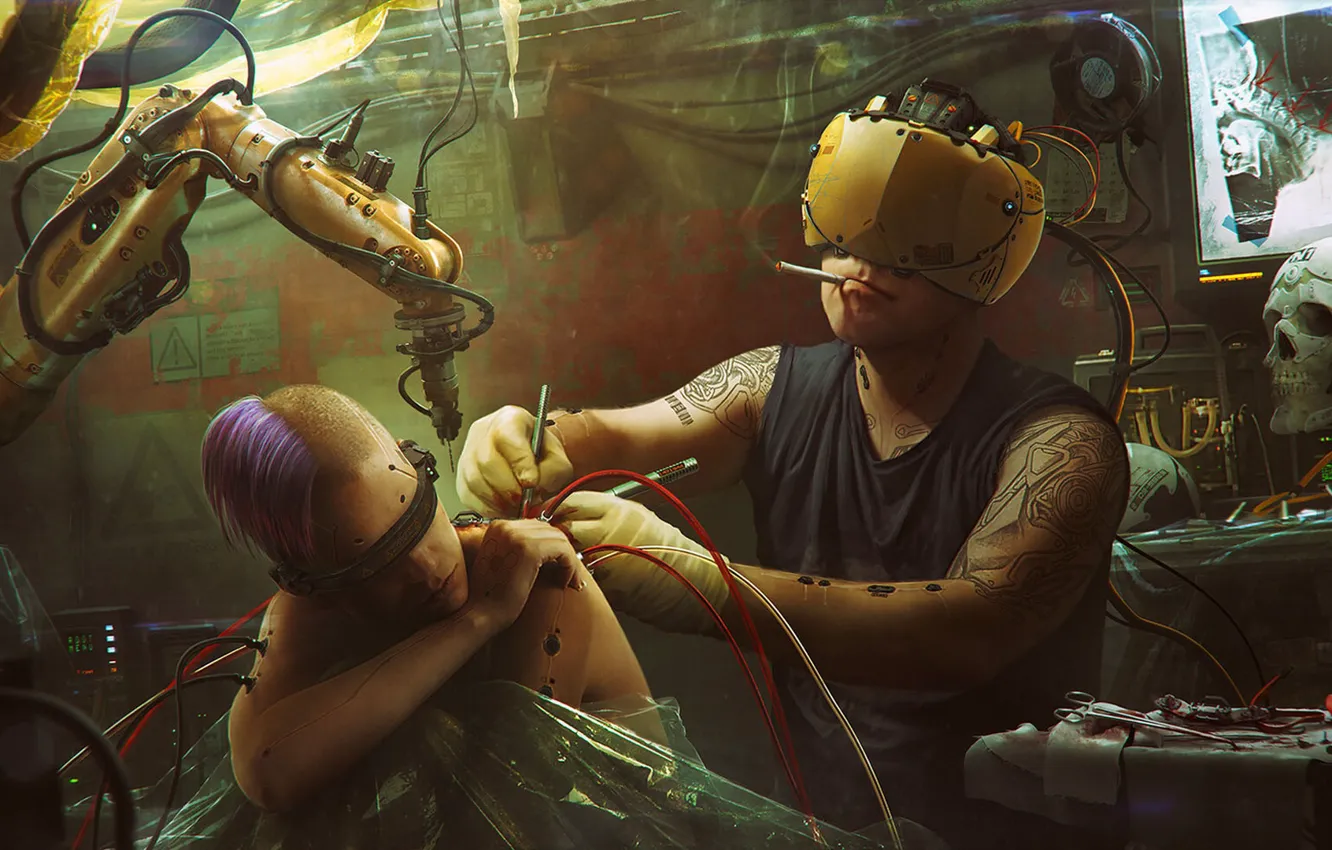 Photo wallpaper tattoo, Steampunk, Vladimir Manyukhin, Upgrade