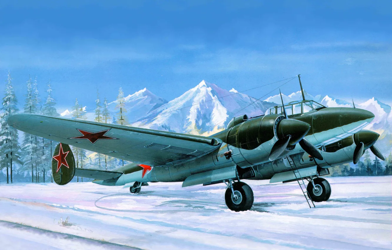 Photo wallpaper art, pawn, USSR, bomber, the plane, the, BBC, WWII
