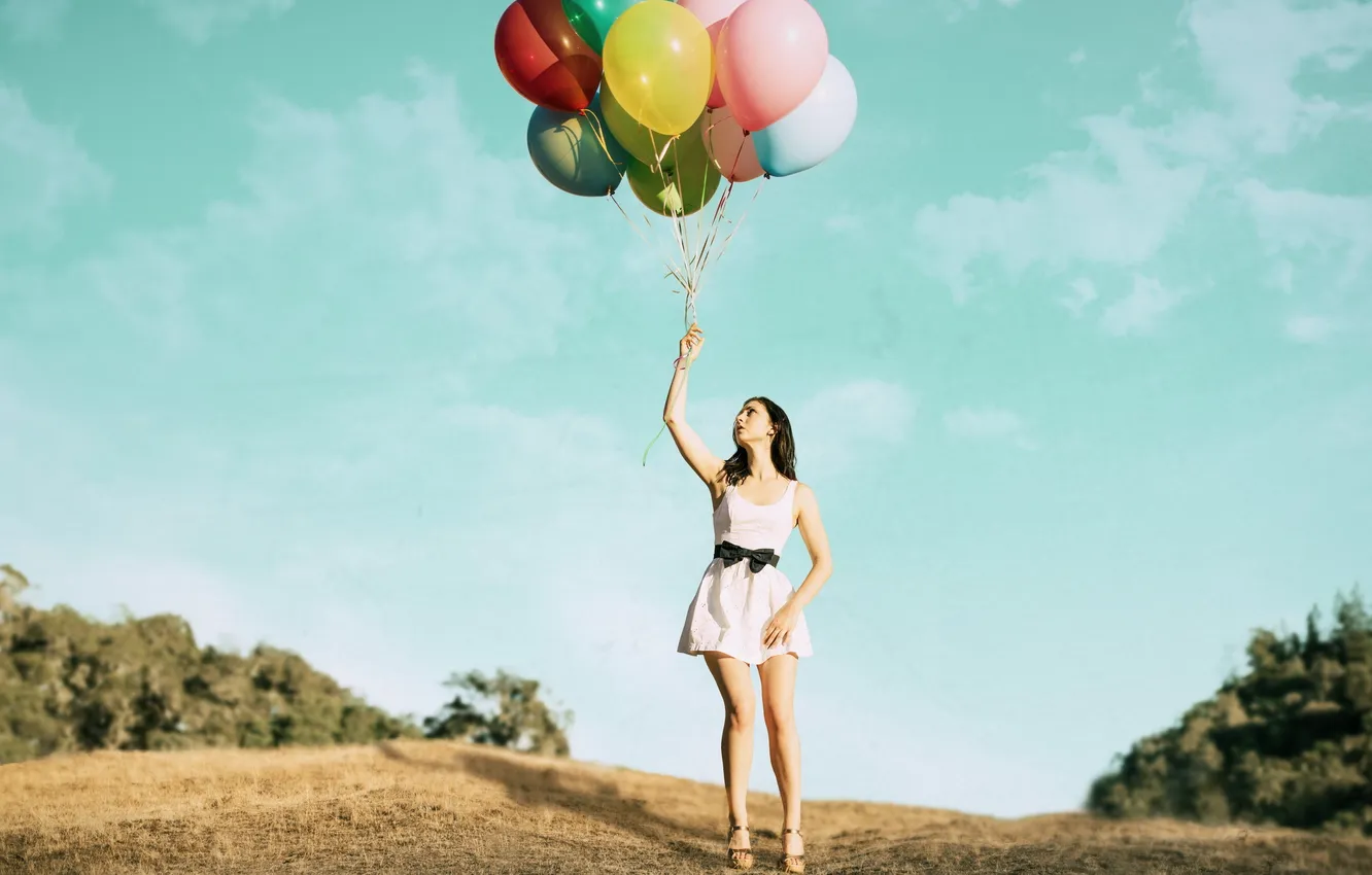 Photo wallpaper summer, girl, balls