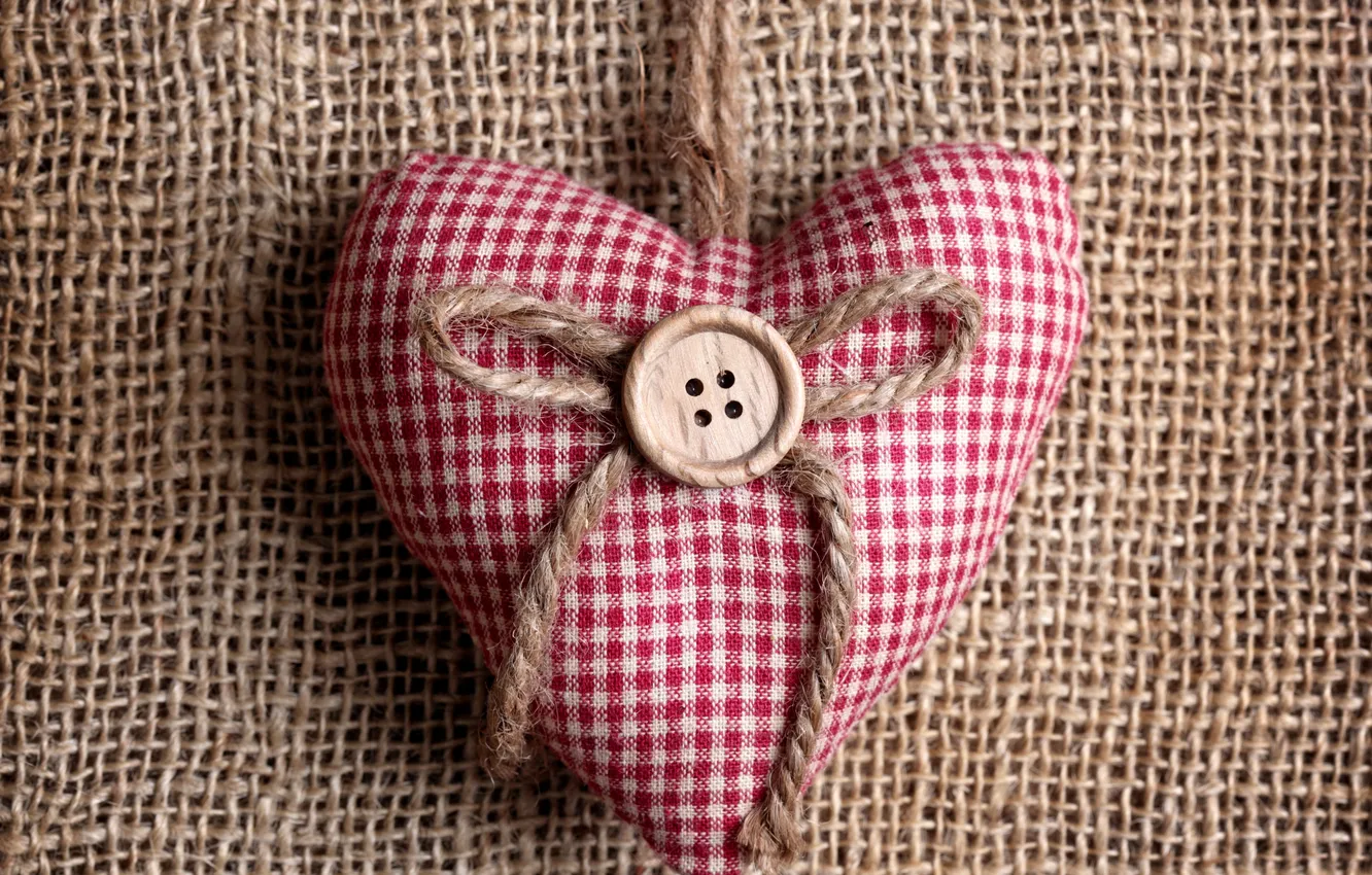 Photo wallpaper heart, fabric, button, cushion