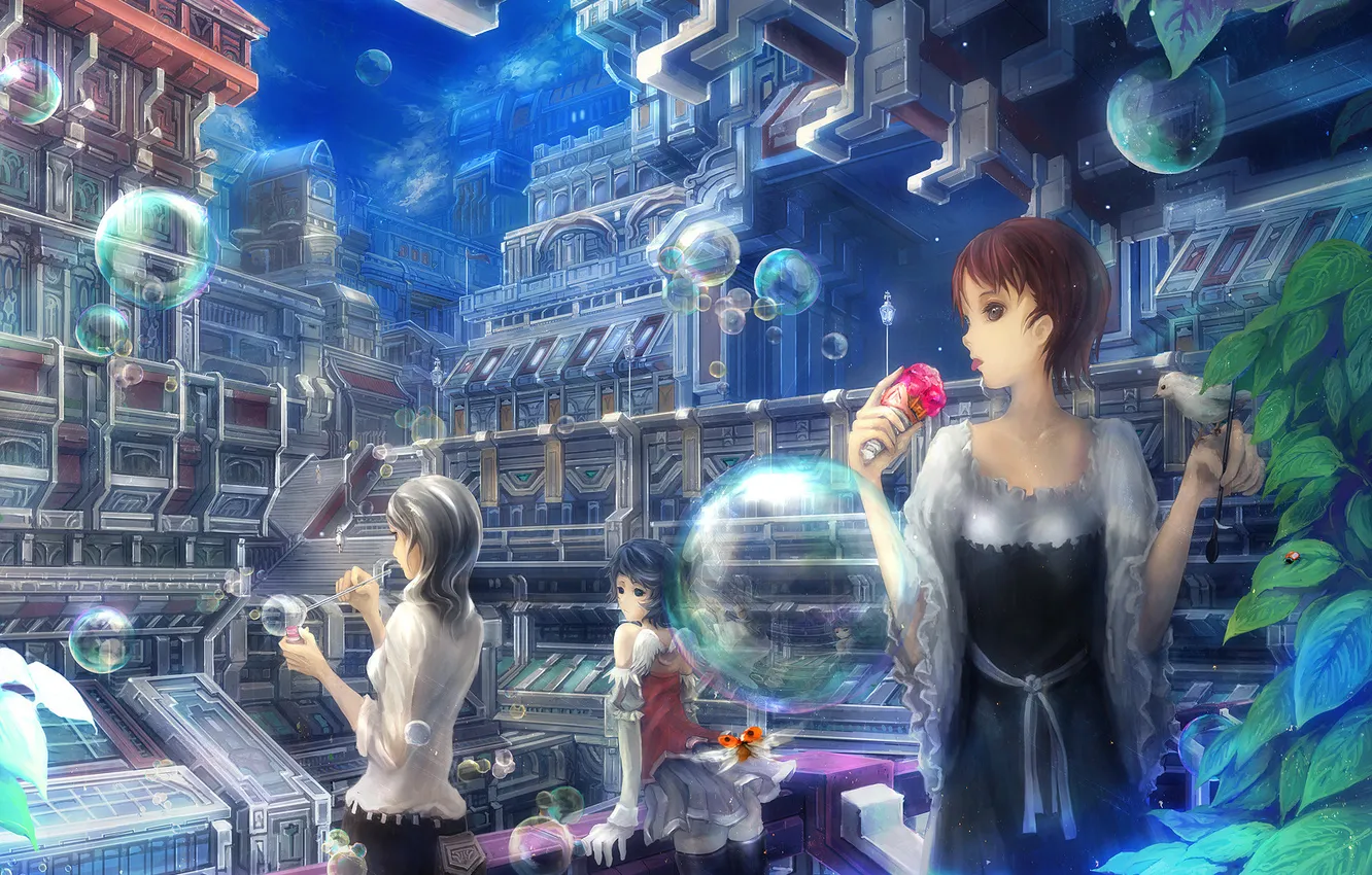 Photo wallpaper bubbles, the world, ice cream, soap, magic, Soap-bubbles