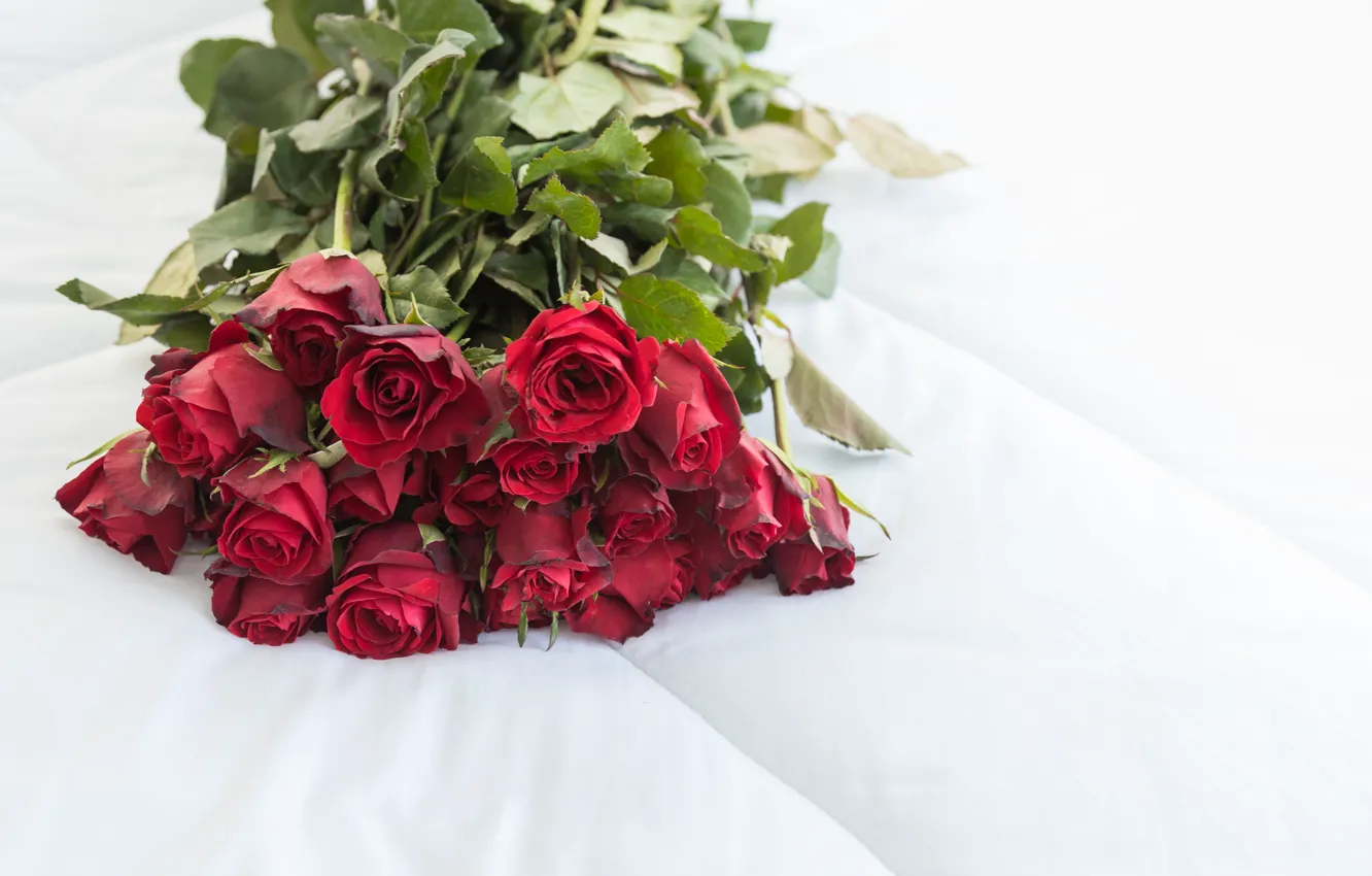 Photo wallpaper red, roses, bouquet, Valentine's Day