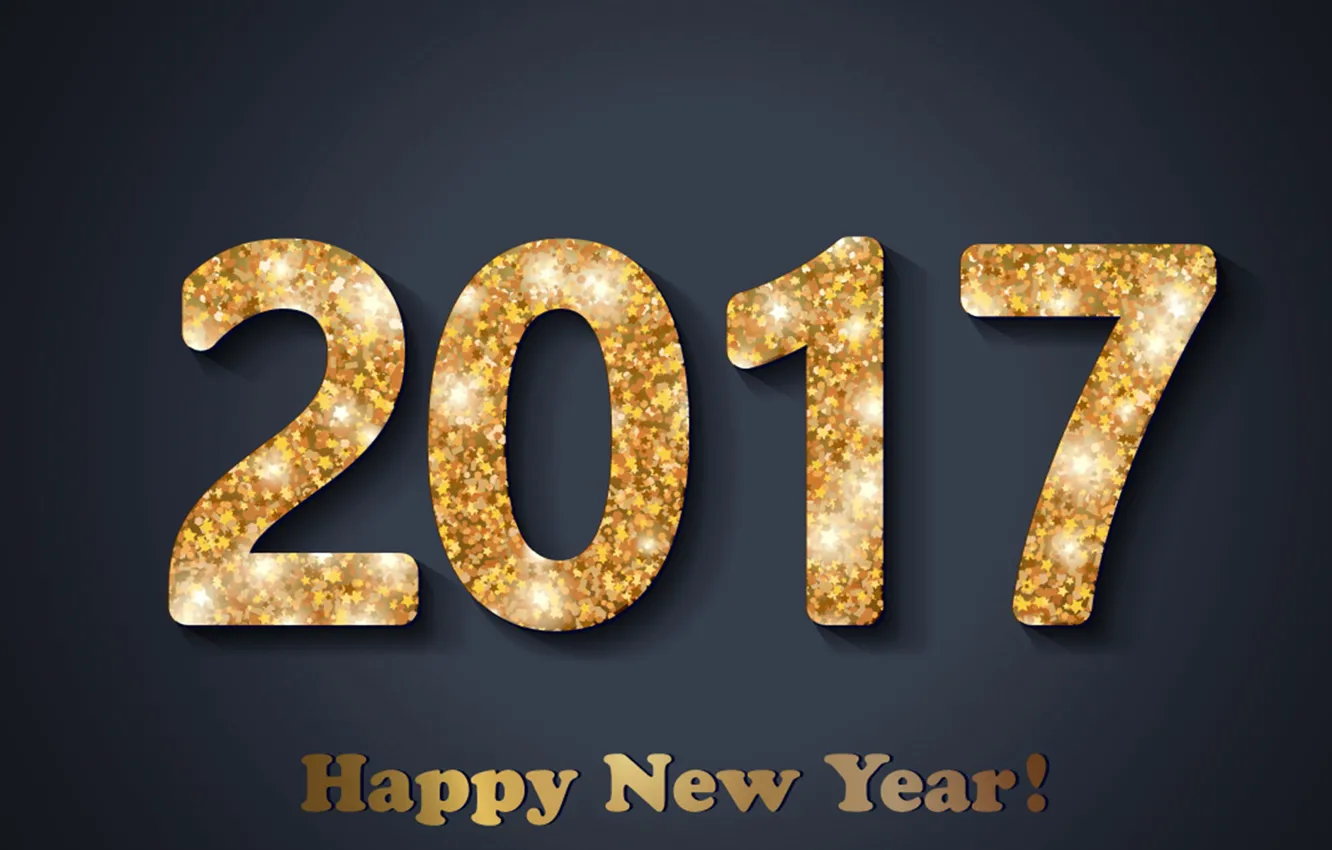 Photo wallpaper new year, gold, New Year, decoration, Happy, 2017, holiday celebration