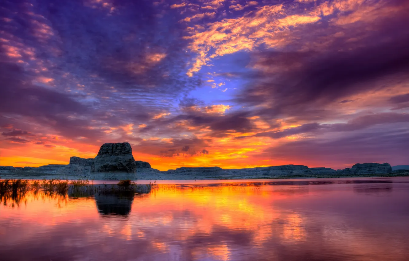 Photo wallpaper the sky, rocks, AZ, Utah, USA, lake Powell, the Glen canyon