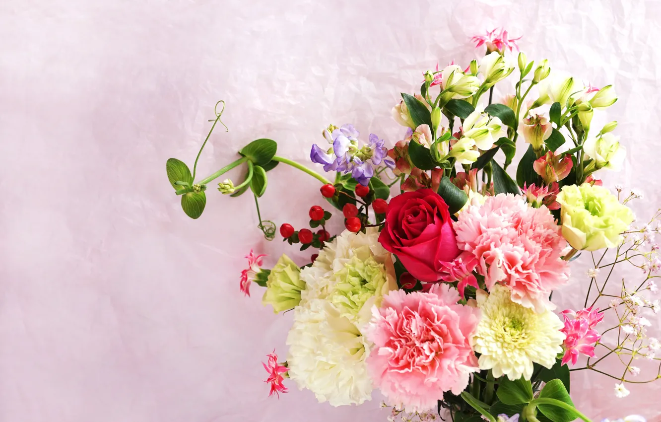 Photo wallpaper flowers, roses, bouquet, clove