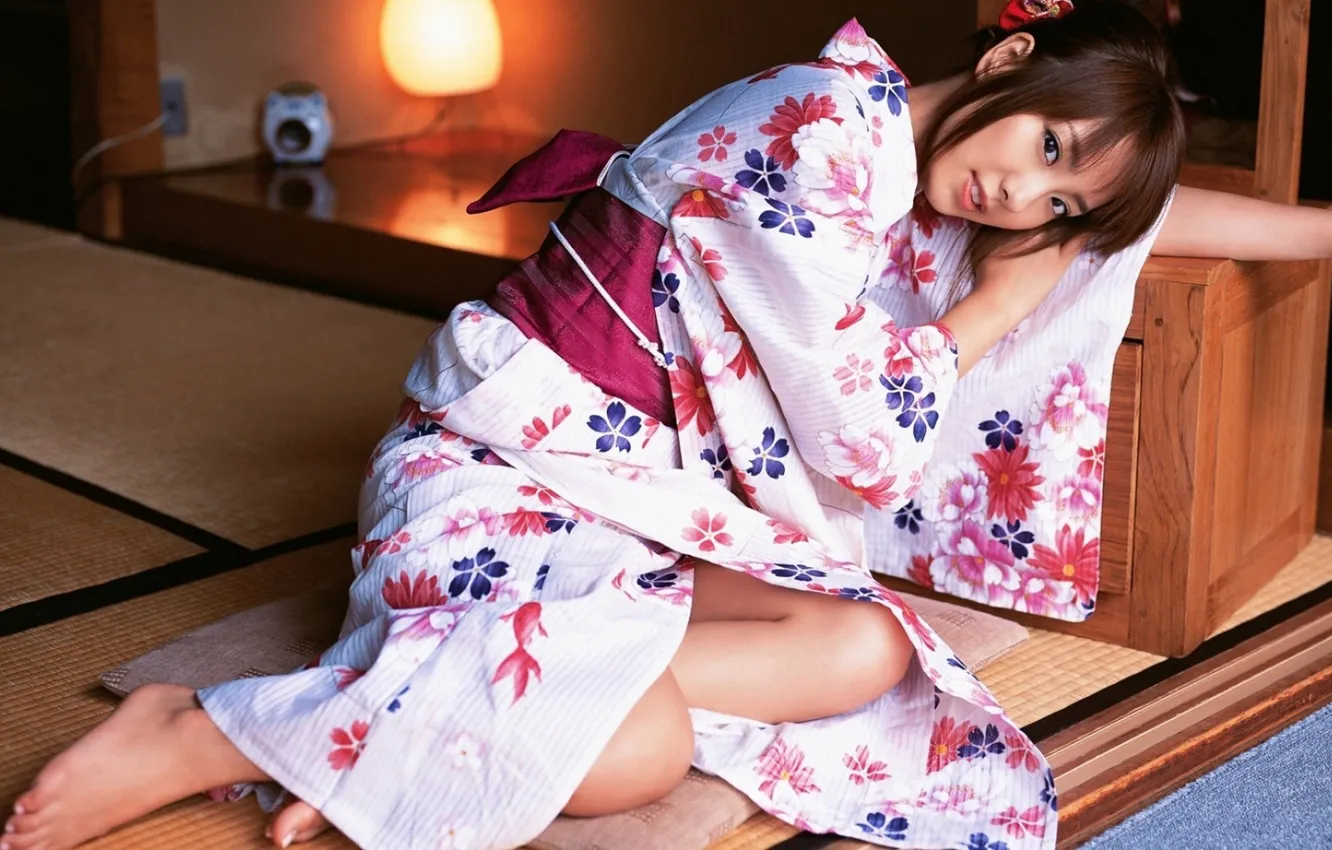 Photo wallpaper Girl, Beautiful, Asian, Beauty, Room, Japanese, Kimono, Tradicional