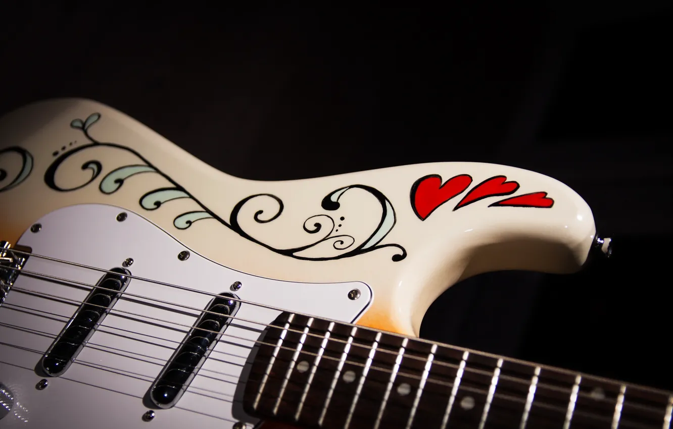 Photo wallpaper macro, music, guitar
