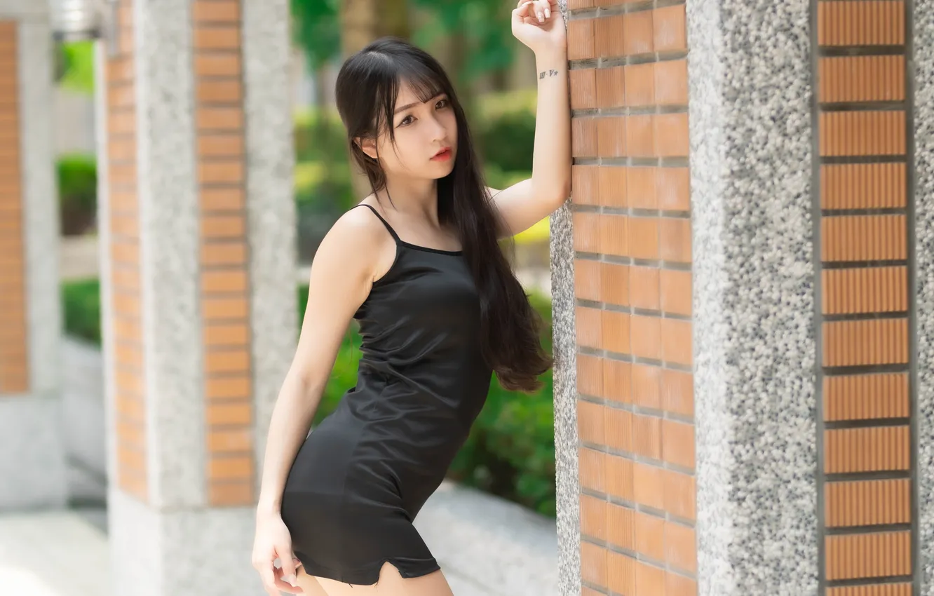 Photo wallpaper sexy, pose, model, portrait, makeup, figure, dress, brunette