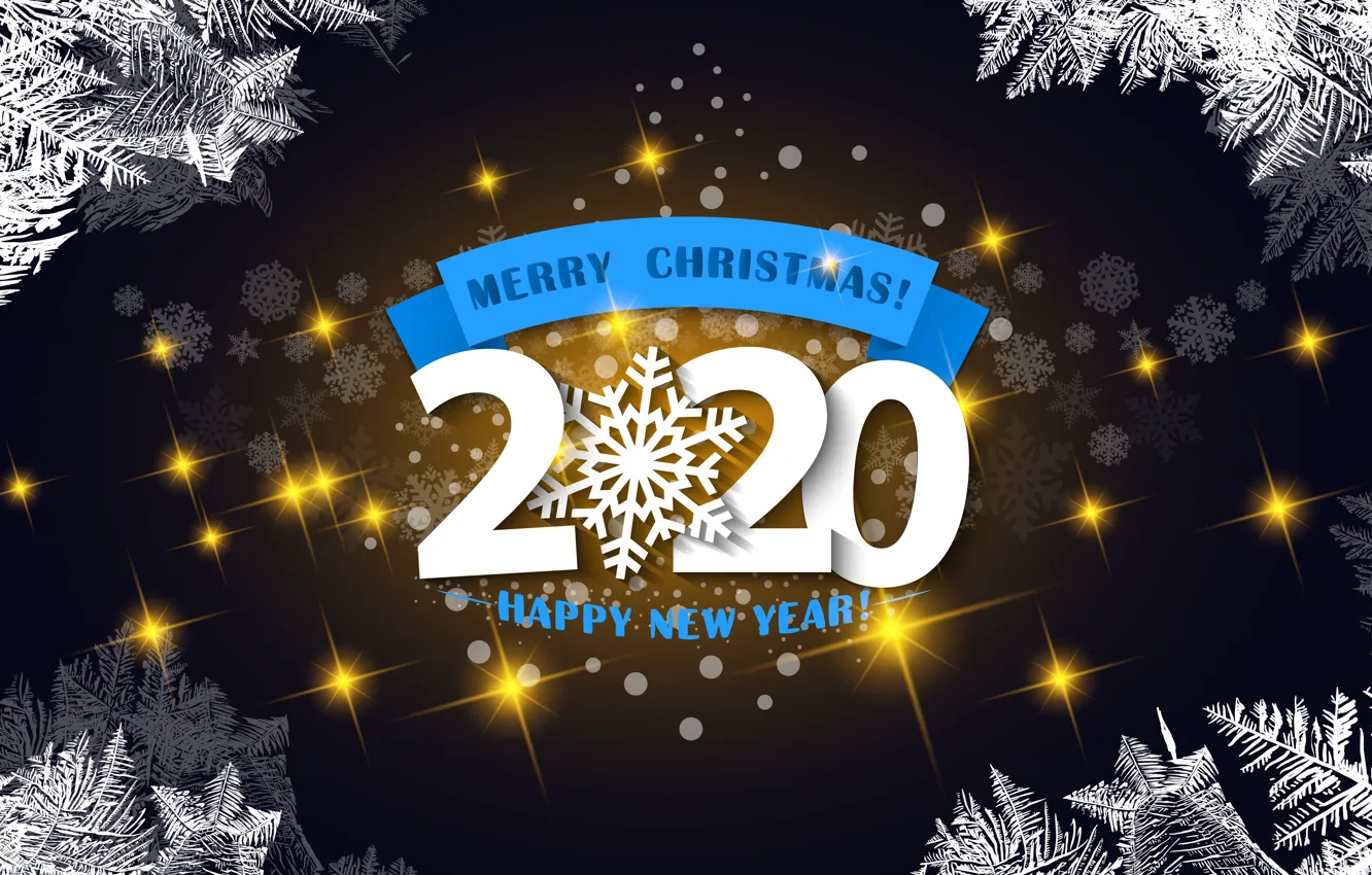 Photo wallpaper snowflakes, photo, the inscription, new year, 2020