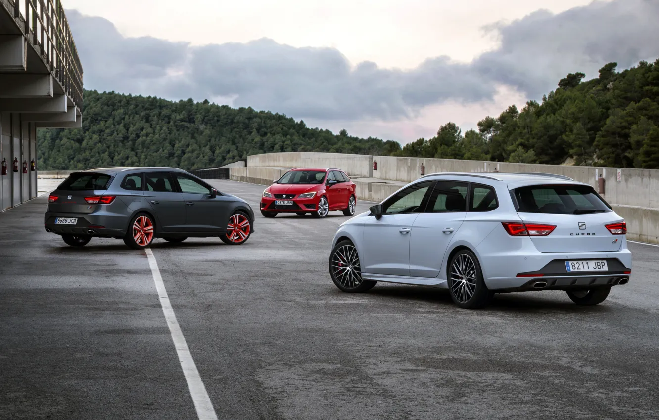 Photo wallpaper asphalt, Seat, 2015, Leon Cupra ST, station wagons