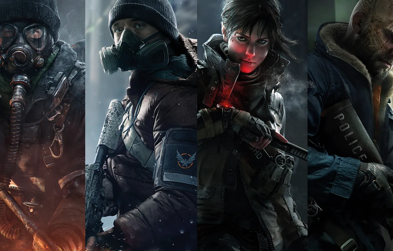Photo wallpaper look, weapons, watch, mask, tattoo, soldiers, agent, Ubisoft